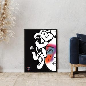 Arte mural - Póster y tarjeta - Póster y tarjeta Mujer, Medusa, Poder femenino, Color - Hogar - Decoración de pared - Decoración de interiores