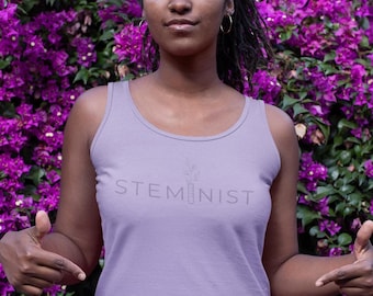 Camiseta sin mangas STEMINIST para mujeres en STEM Camiseta feminista de ciencia Camiseta sin mangas Regalo para ingeniera femenina Ropa STEM Camiseta sin mangas de verano con estampado empoderador