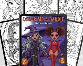 Melanin Baddie Halloween Coloring Book: Black Girl Magic (Digital Download)