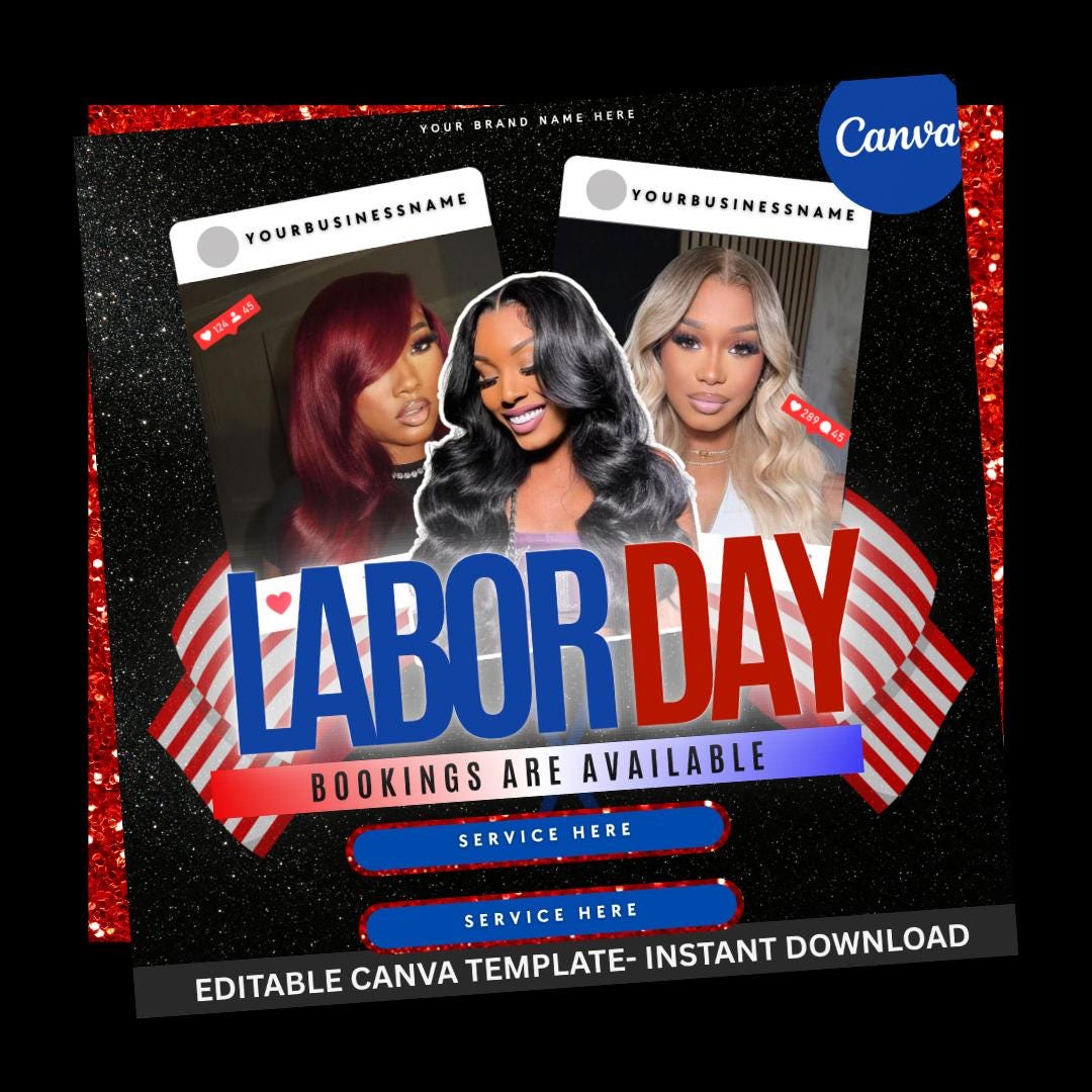 Labor Day Beauty Flyer: Bearbeitbare Canva Vorlage (1080x1080 Digital Download