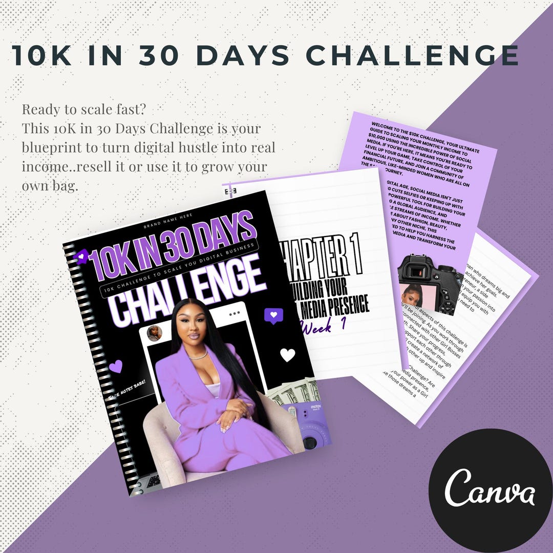 10K in 30 Days Challenge – Editable Canva Ebook | Digital Business ...