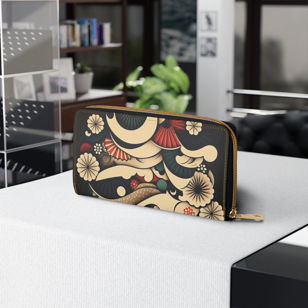 Japanese Wallet Japanese Wave Wallet Womens Wallet Etsy