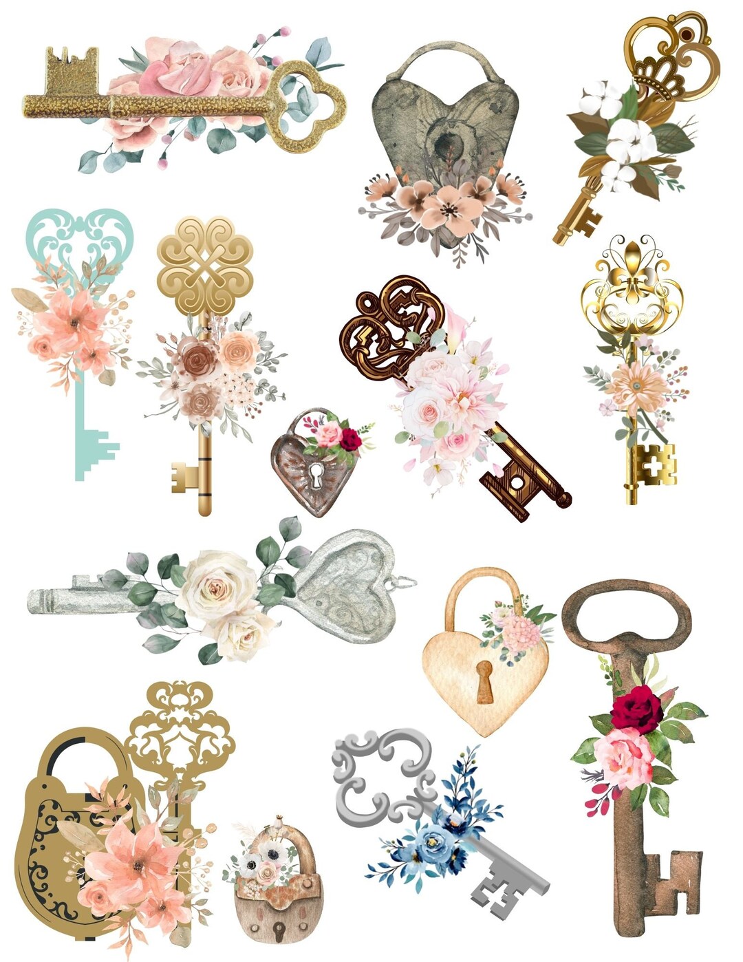 Key Point Stickers Key Lock Stickers Digital Kit for Junk Journals Planners Scrapbooking ...