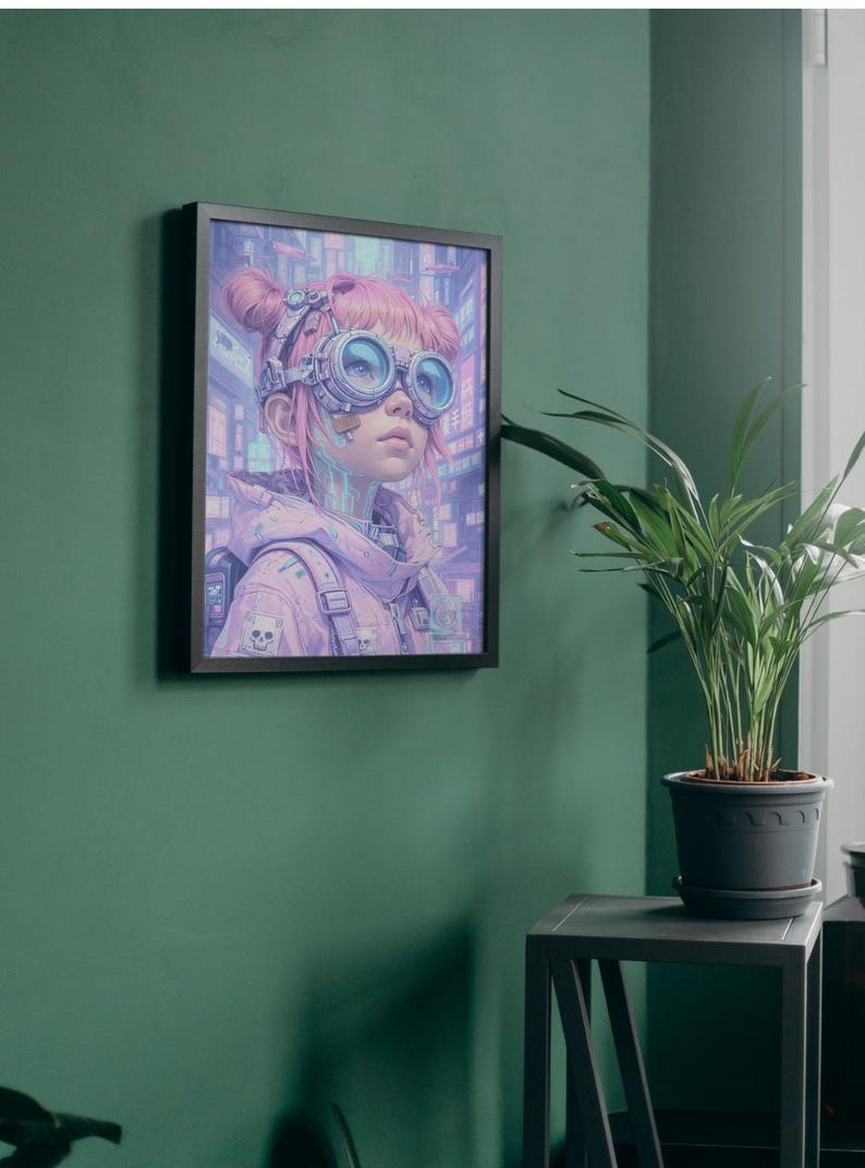 Cyberpunk Poster | Neon Anime Girl Wall Art | Futuristic Cityscape ...