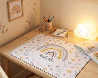 Personalized Rainbow Desk Mat | XXL Mouse Pad with Name – Gift for Children, Office or Home Office