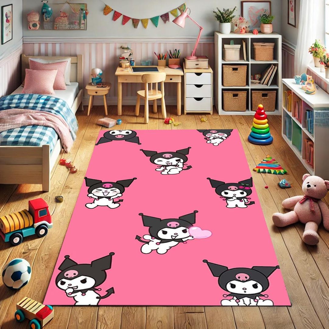 Pink Cute Rug,custom Cartoon Rug,cozy Kids Floor Mat,cute Gothic Rug ...