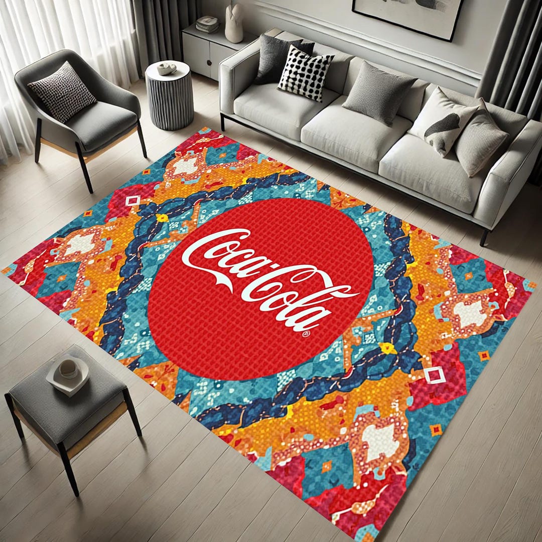 Coca Cola Round Rug Coca Cola Logo Rug: Vintage Style Area Rug, Living Room Decor - Etsy