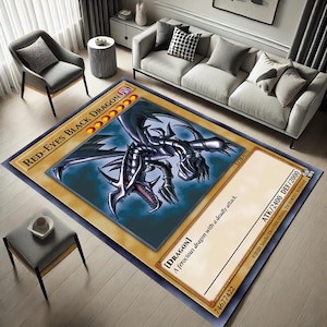 Tapete de cartas de dragão, tapete de cartas de jogo, dragão preto de olhos vermelhos, tapete de jogo retrô, tapete de sala de jogos, tapete de dragão, decoração de dragão, presente popular, tapete de animal
