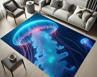 Tapis méduses : tapis de sol imprimé créatures marines