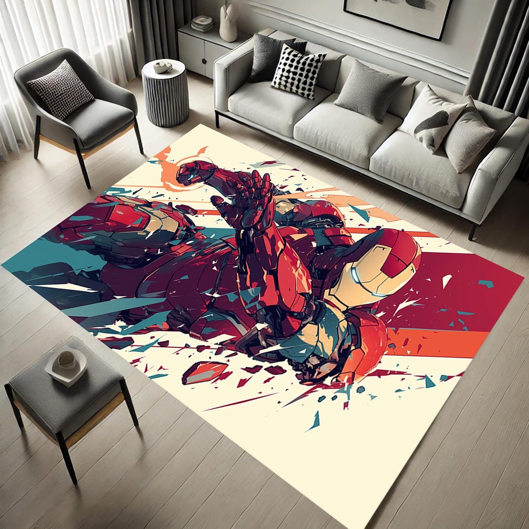 Icoon Man Rug Iron Man Rug: Animated Hero Design, Custom Home Decor - Etsy