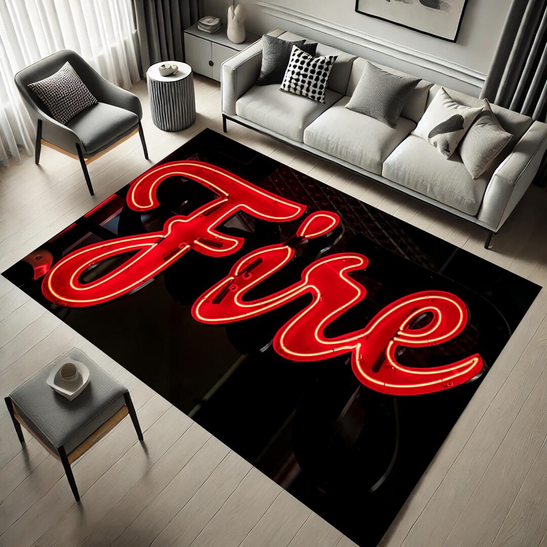 Text On Rug Fine Prtinted, Red Text Printed, Custom Carpet, Black Colored Rug ...