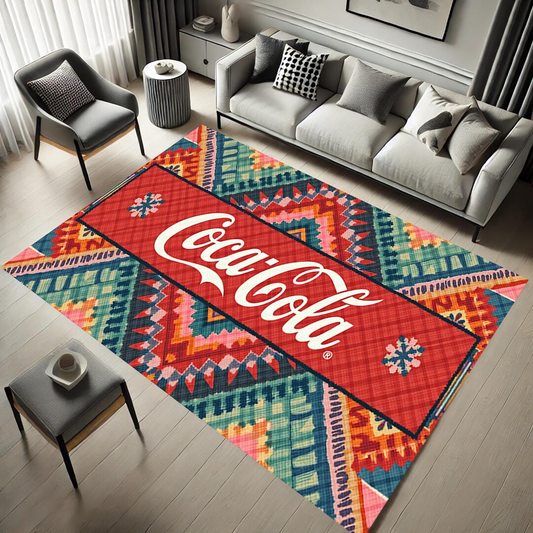 Aztec Coke Coca Cola Vintage Rug: Aztec Design, Living Room Decor - Etsy