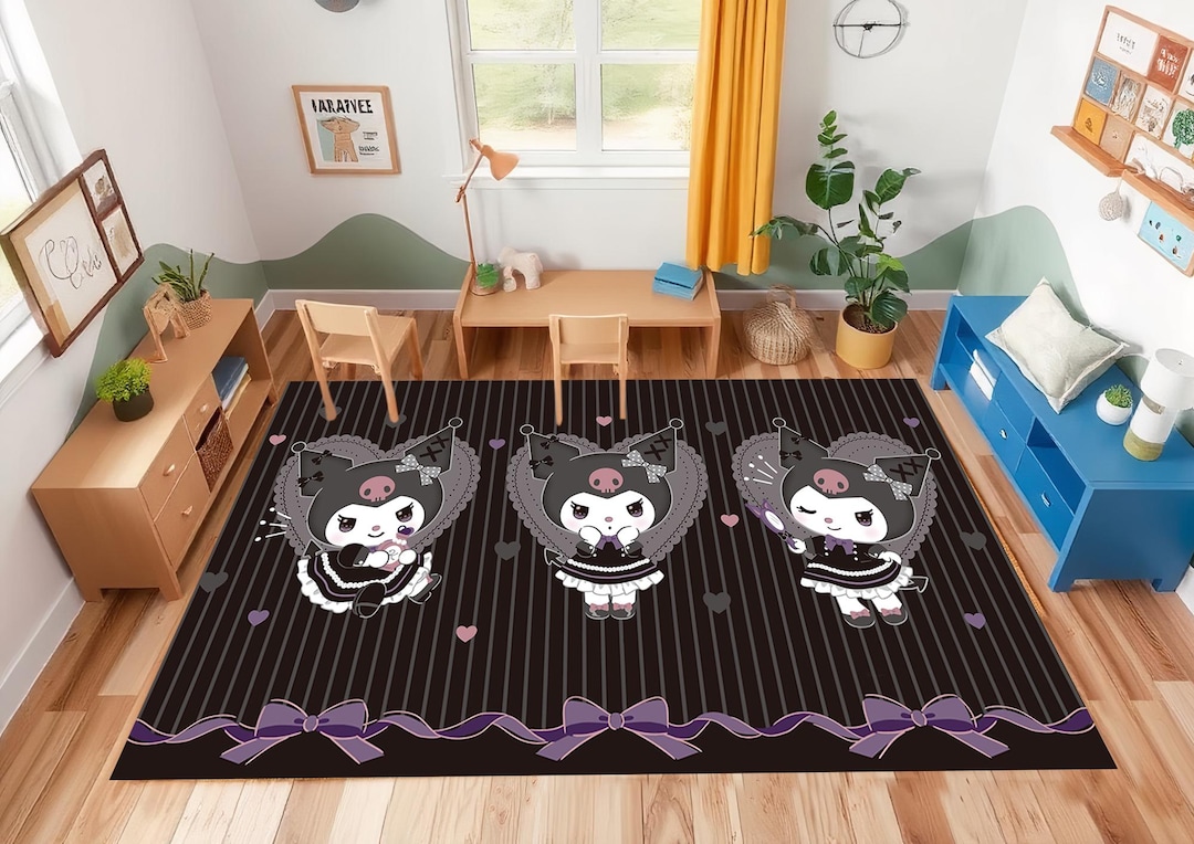Kawaii Bunny Cartoon Rug: Cozy Nursery Kids Room Mat - Etsy