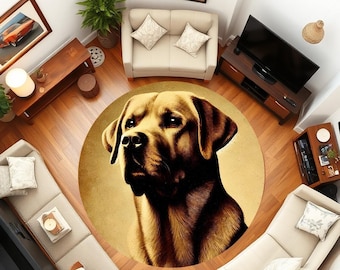 Labrador Dog Print Round Area Rug: Soft Color Home Decor