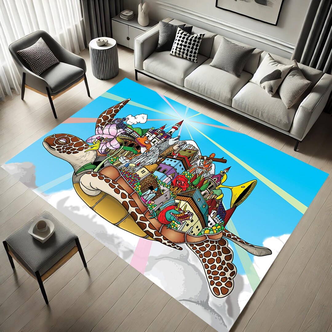 Flying Turtle Area Rug: Artistic Home Decor Carpet - Etsy