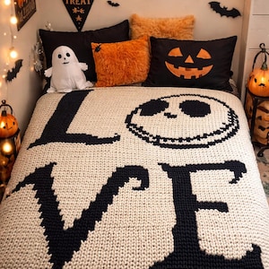Skull Blanket Pattern PDF | Gothic Loop Yarn Finger Knit | Instant Download