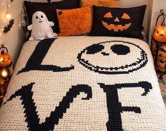 Skull Blanket Pattern PDF | Gothic Loop Yarn Finger Knit | Instant Download