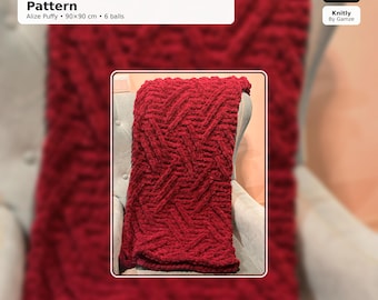 Schema per coperta in filato ad anello in PDF / Coperta lavorata a maglia con le dita, senza ferri