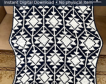 Modello PDF per coperta spessa scandinava Nordella per filato Alize Puffy Loop