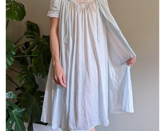 Vintage Lorraine Peignoir Set Robe Nachthemd Midi Spitze Zierlich Kokette Dessous