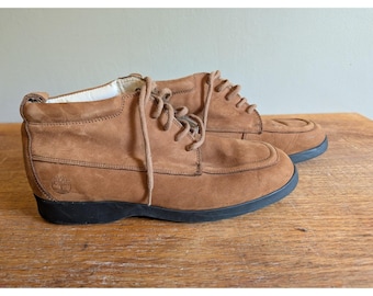 Vintage 90's Timberland Made in Italy Moc Toe Chukka Boots Suede Womens 8.5 W