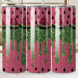 Watermelon Tumbler Wrap png, Glittery Watermelon Design, Summer Tumbler Design, 20oz Skinny Tumbler Wrap Sublimation Design Instant Download