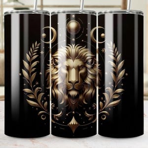Leo zodiac Tumbler Design, Leo Astrology Gift, Digital Download Tumbler, Lion Celestial Tumbler Wrap png sublimation instant download
