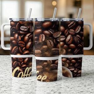Coffee Bean Wrap 40oz Tumbler, Seamless Coffee Tumbler Wrap PNG, Coffee Lover Gift tumbler wrap sublimation png instant digital download