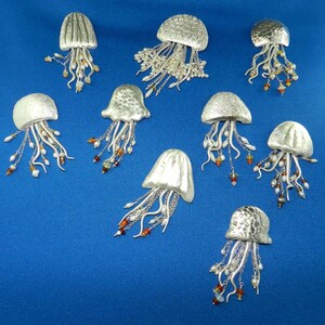 New Jellyfish in Fine Silver with Freshwater Pearls and Fire Opals image 5