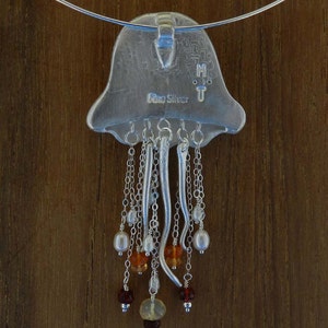 New Jellyfish in Fine Silver with Freshwater Pearls and Fire Opals image 3