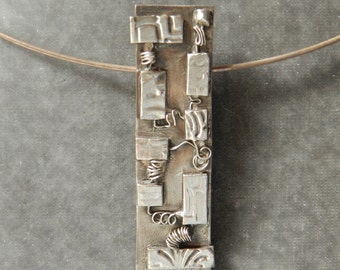 Circuit Board Pendant in Fine Silver