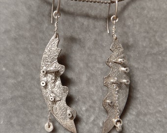 Fine Silver Severed Ellipse Earrings