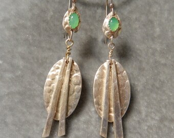 Fine Silver Earrings with Chrysoprase