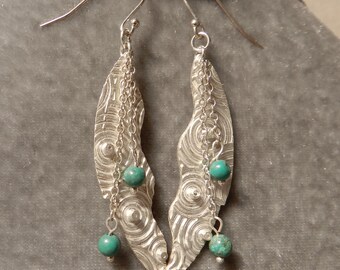 Fine Silver Earrings with Turquoise Beads