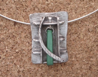 Malachite and Fine Silver Pendant