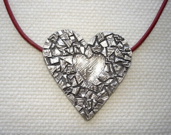 Heart in Fine Silver Mosaic