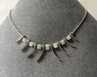 Fine Silver and Chrysoprase Necklace