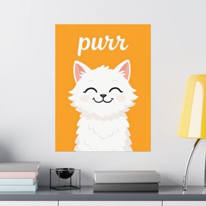 Charming Cat-Themed Poster, Cute Cat Art Print, Cozy Home Decor for Cat Lovers, Whimsical Gift for Animal Lovers, Purr Cat Wall Art