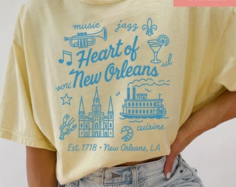 Comfort Colors® New Orleans Shirt, Retro New Orleans T-Shirt, Perfect Jazz Fans Tshirt, Travelers Girls Tee,Tourist Souvenir, Bach Party Tee