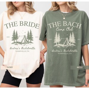 Camp Bachelorette Party Shirt, Custom Camping Bachelorette Shirts, Bach Club Tshirt, Bride Hiking, Girls Trip Tee, Cabin Mountain Bride Tee