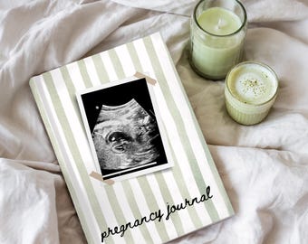 Pregnancy Ultrasound Journal Hard Cover, Weekly Pregnancy Memory Book, Neutral Baby Keepsake, Expecting Mom Gift, Baby Shower Gift, New Mom
