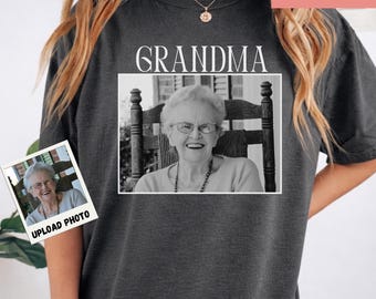 Comfort Colors® Custom Grandma Photo Shirt, Personalized Grandma Picture Tee, Gift for Grandma, Memorial Photo Shirt, Nana Gigi Mimi Gift