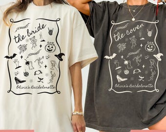 Halloween Bachelorette Party Shirts, Custom Spooky Bachelorette TShirts, Personalized Goth Bachelorette Party Tee, Spooky Bridal Party Gift