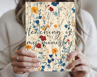 Personalized Floral Christian Teacher Journal, Church Teacher Custom Gift, Teacher Appreciation Gift, Journal For Christian Teacher