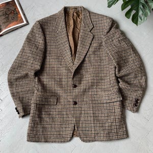 Blazer vintage em lã tweed marrom, corte inglês, tamanho 40L