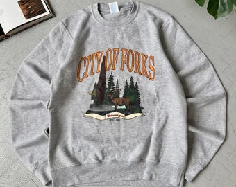 American Vintage City of Forks Rundhals-Sweatshirt Grau Größe S