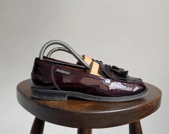 Mocassins Russell Bromley Tassel Loafers 6,5 Pour Femme En Cuir Verni Bordeaux Preppy