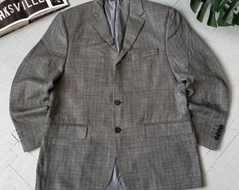 Vintage Ralph Lauren Italië gemaakt wollen zijden blazer preppy maffiastijl zwart XL