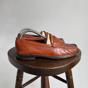Vintage Leather Loafers Mens EU 42 Brown Italian Style Moccasins Classic