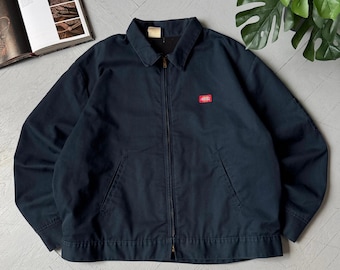 vintage Dickies Harrington Jacket Veste de travail zippée XXL bleu marine pour homme